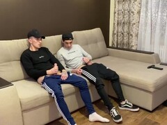 Youthful studs get off with 2 homies in red-hot sporwear act