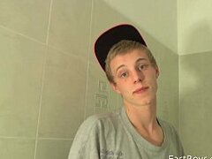 Youthful platinum-blonde teenage castings with a ample manstick for hotness in East