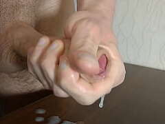 Alex Huff jacks his hefty sausage with lube and jizzes rock hard in homemade compilation
