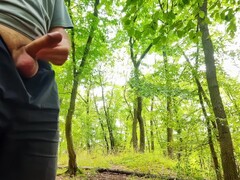 IamHornyBobo swallows a huge load of cum in public woods - risky, uncut, and wild!